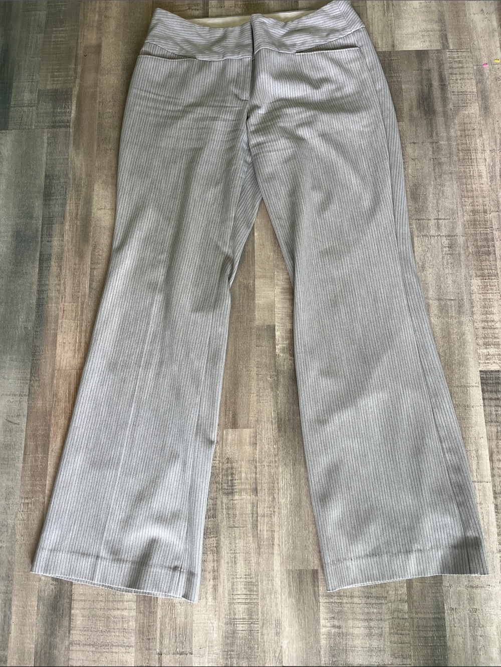 Light Gray Pinstripe Wide Leg Pants